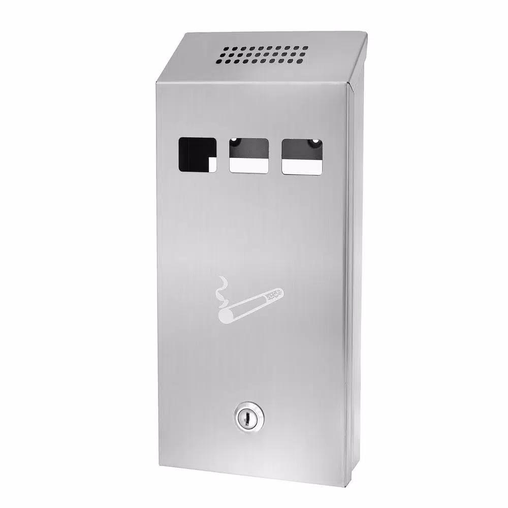 Alpine Industries Stainless Steel Wall-Mounted Cigarette Disposal Station Outdoor Ashtray