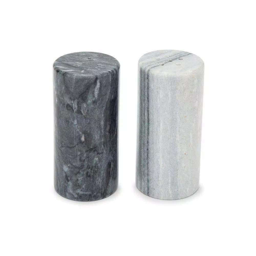Fox Run Natural White and Black Marble Salt and Pepper Shaker Set