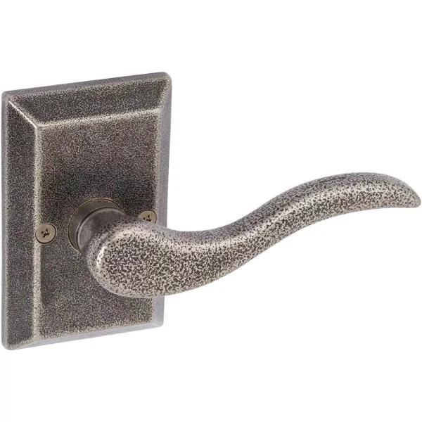 Delaney Hardware Sandcast Rhonda Aged Pewter Single Dummy Right Hand Door Lever with Square Backplate