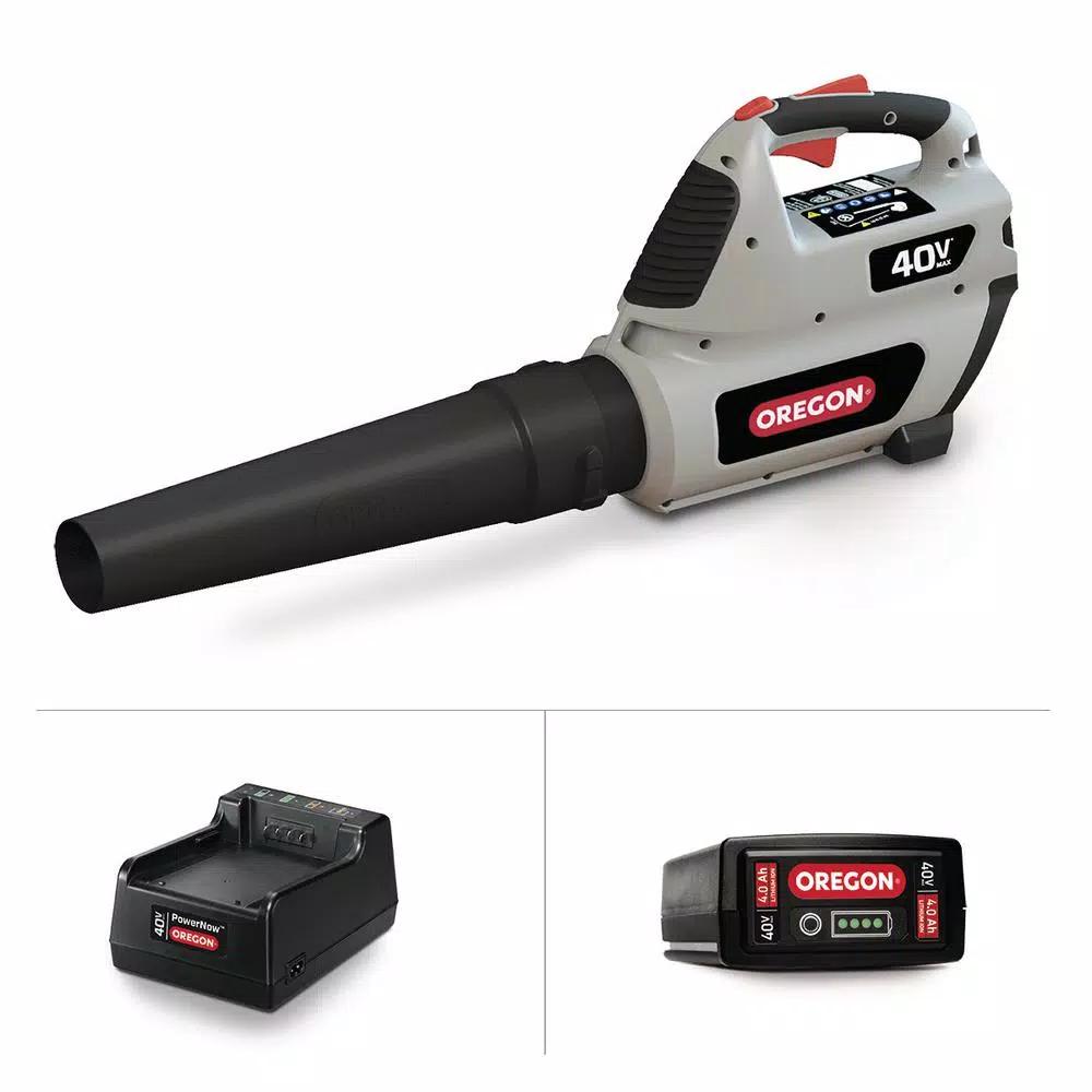 Oregon 40V Max Cordless Handheld Leaf Blower, 507 CFM, 131.5 MPH, with 4.0 Ah Battery and Charger