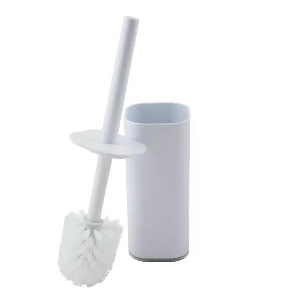 Bath Bliss Acrylic Cylinder Toilet Brush and Holder Set, White