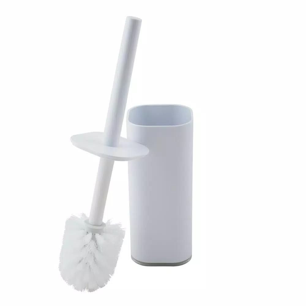 Bath Bliss Acrylic Cylinder Toilet Brush and Holder Set, White