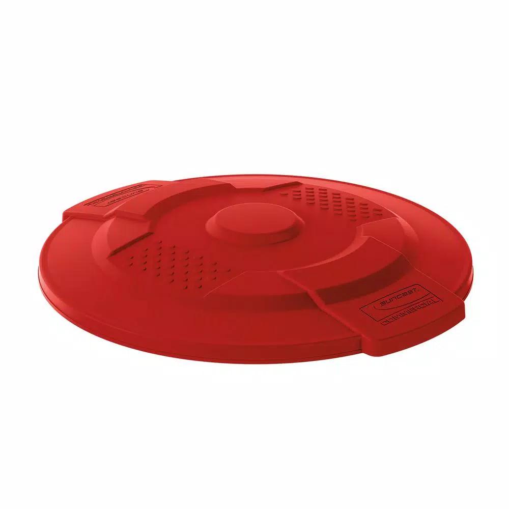 Suncast Commercial 32 Gal. Utility Trash Can Replacement Lid, Red