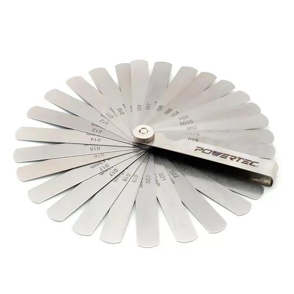 POWERTEC 26-Blade Feeler Gauge Set, 0.0015-0.025 in. Dual Marked Imperial and Metric