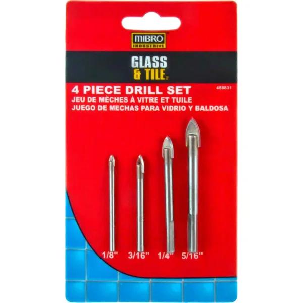 MIBRO 4-Piece Industrial Carbide Glass and Tile Drill Bit Set, 1/8 in. to 5/16 in.
