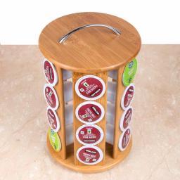 Creative Home Natural Bamboo Revolving Coffee Pod Holder - 24 Capacity Single Serve Carousel Organizer thumbnail 3