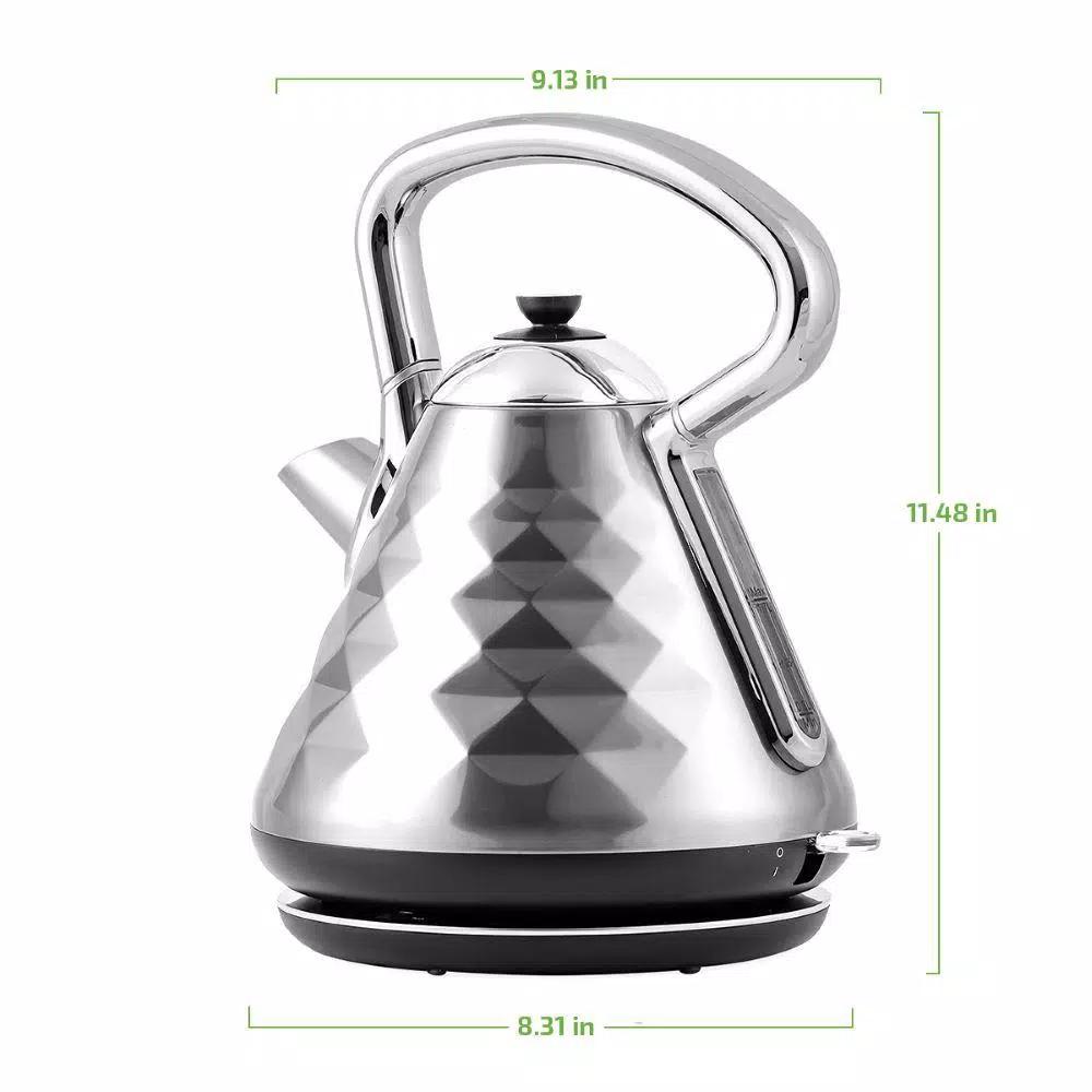 Ovente Cleo Collection 1.7L Electric Kettle, 1500W Stainless Steel Tea Kettle with Auto Shut-Off