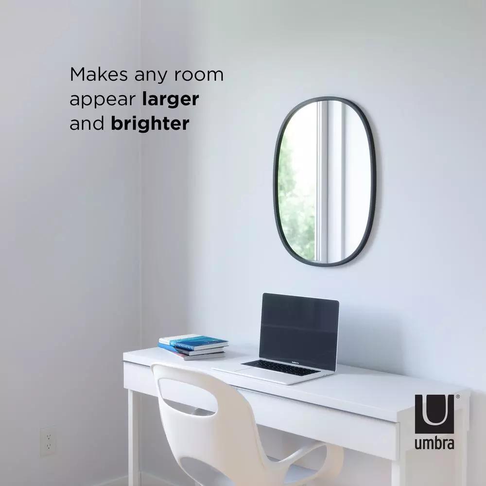 Umbra Hub 24 x 18 in. Oval Modern Framed Wall Mirror - Black