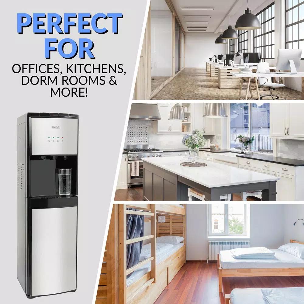 Igloo Bottom Loading Water Dispenser - Hot, Cold & Room Temperature - Black & Stainless Steel