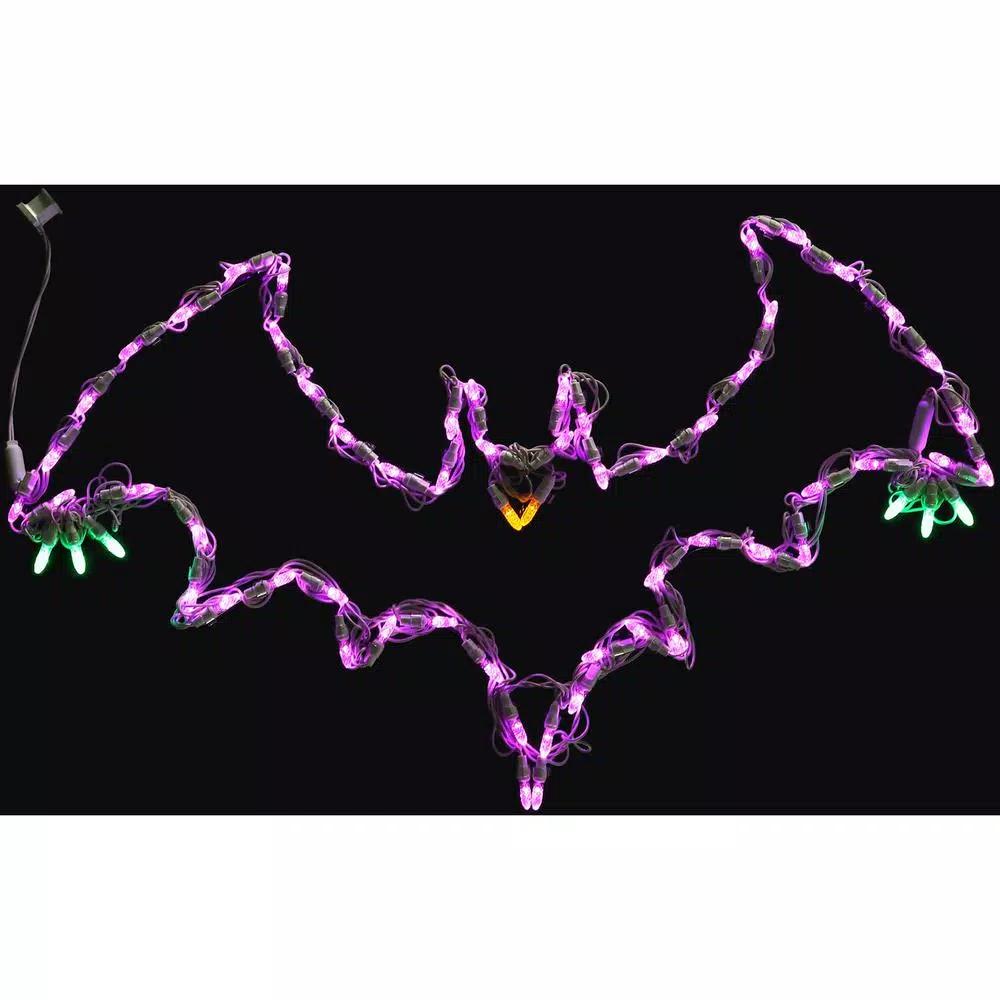 Haunted Hill Farm Flying Bats LED Halloween Window Lights, Set of 2