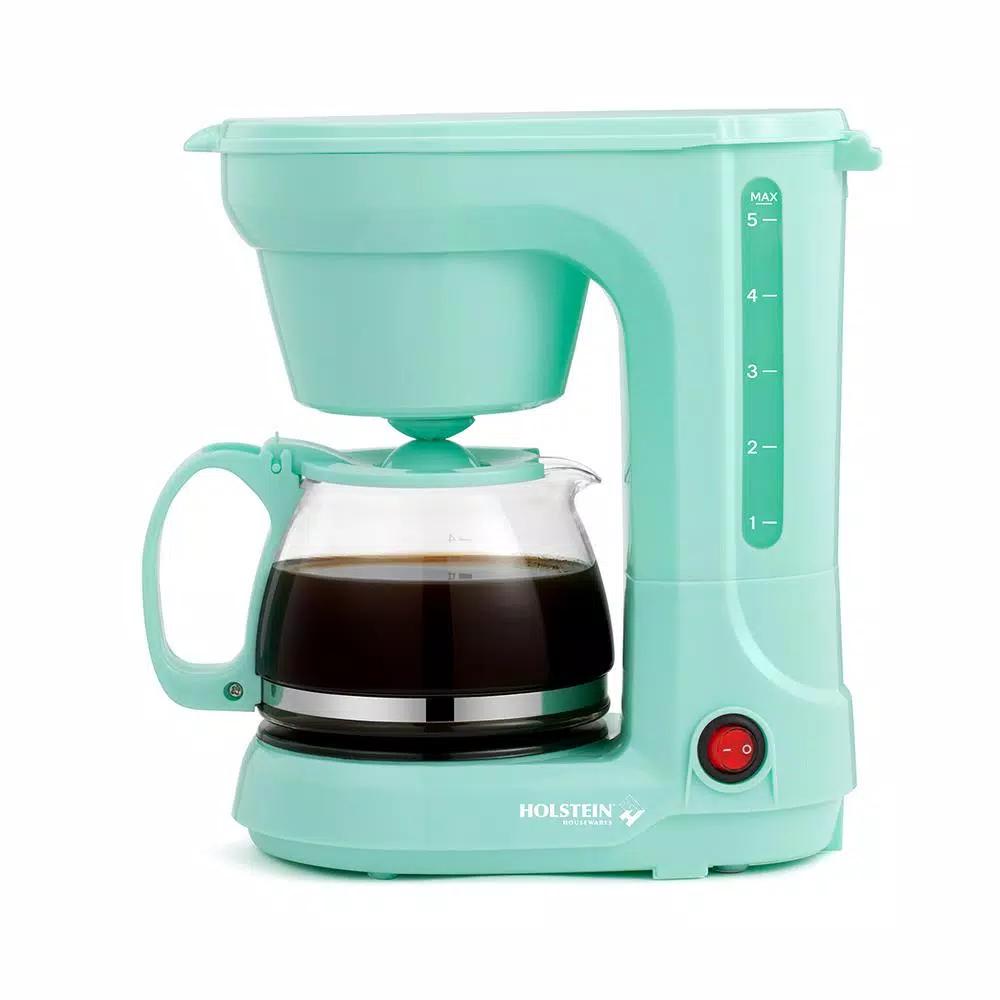 Holstein Housewares 5-Cup Drip Coffee Maker, Compact Design, Mint