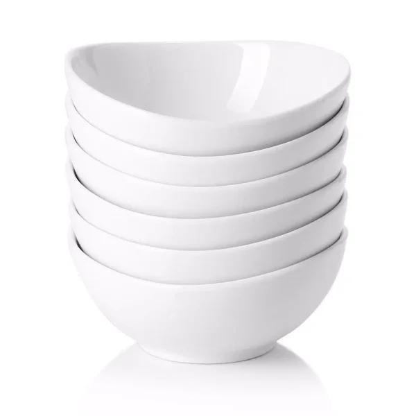 Sweese White Porcelain Mini Serving Bowls, 4 oz. Curved Design, Set of 6