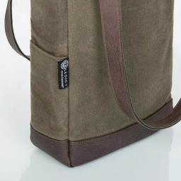Picnic Time Khaki Green Waxed Canvas 2-Bottle Insulated Wine and Cheese Tote Bag thumbnail 5