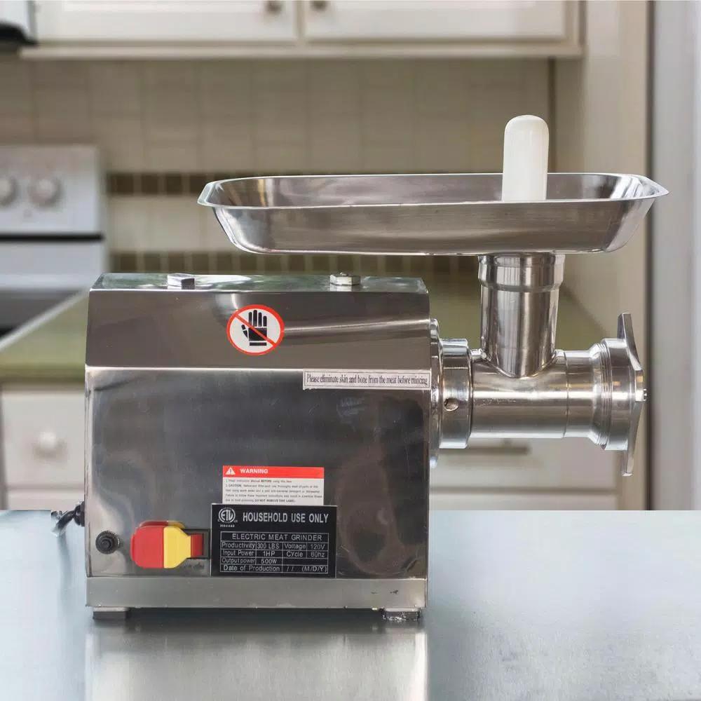 Sportsman Buffalo Tools Commercial Grade 250W Stainless Steel Electric Meat Grinder with Sausage Attachments