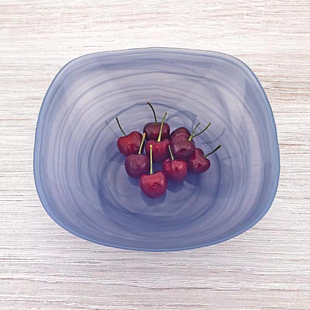 Badash Crystal Sky Blue Alabaster Glass 10 in. Squarish Serving Bowl