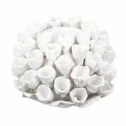 A & B Home Open Coral Gloss White Ceramic Candle Holder - Coastal Style Candlestick thumbnail 3