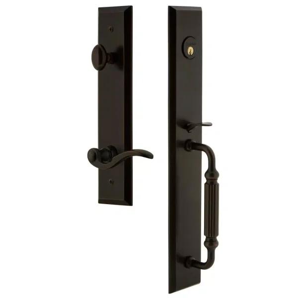 Grandeur Fifth Avenue Timeless Bronze Dummy 1-Piece Handleset with F Grip and Bellagio Lever