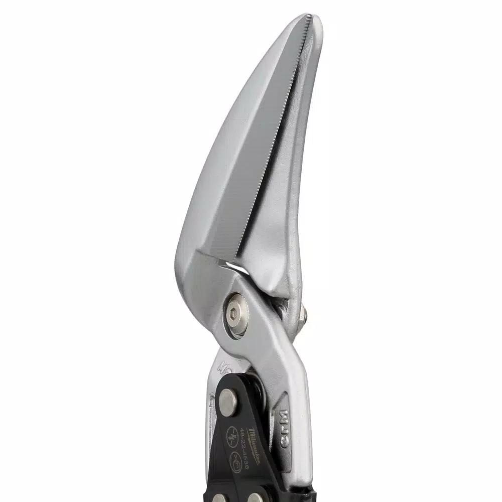 Milwaukee 11 in. Left-Cut Offset Aviation Snips with Forged Serrated Blades