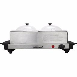 Brentwood Appliances 3 Qt. Metallic 2-Pan Buffet Server with Warming Tray, Stainless Steel thumbnail 1