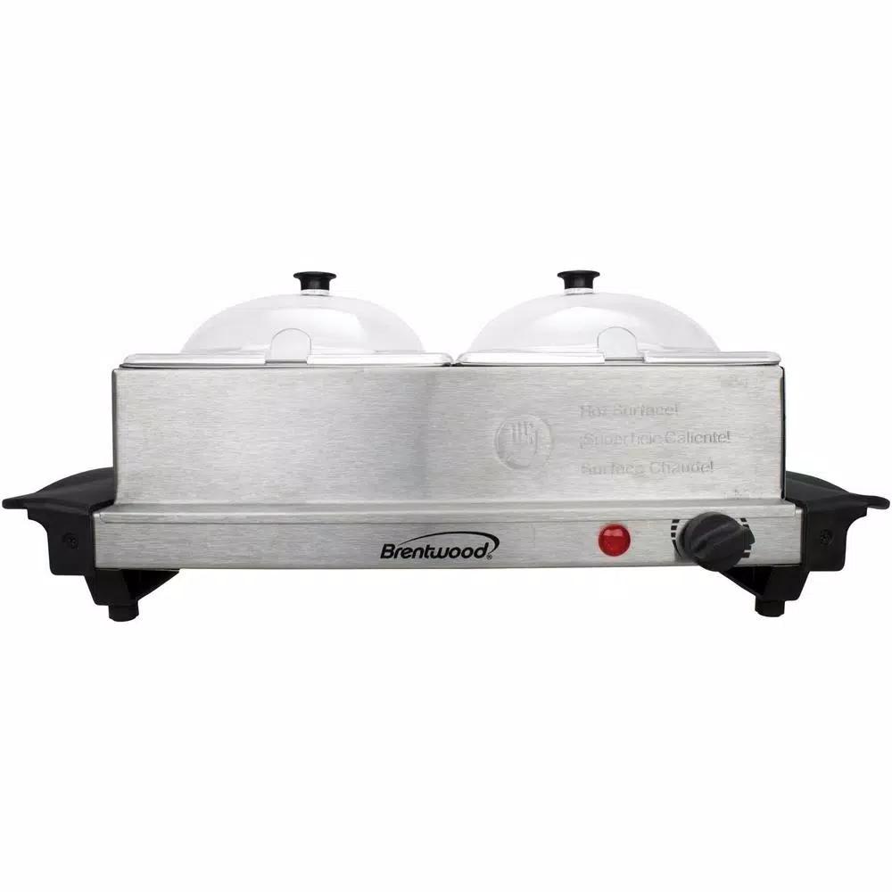 Brentwood Appliances 3 Qt. Metallic 2-Pan Buffet Server with Warming Tray, Stainless Steel