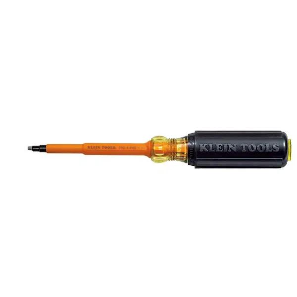 Klein Tools #2 Square Recess Insulated Screwdriver with 4 in. Round Shank and Cushion Grip