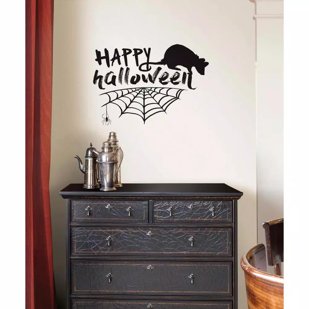 WallPops Happy Halloween Wall Quote Decals - 6 Piece Spider Web and Rat Set