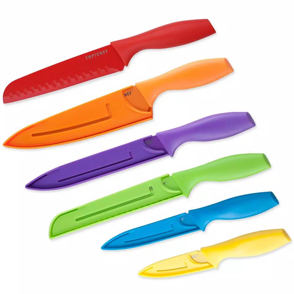 Top Chef by Master Cutlery 6-Piece Colored Stainless Steel Knife Set with Sheaths