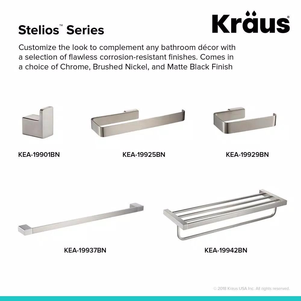 KRAUS Stelios Brushed Nickel Bathroom Robe and Towel Hook