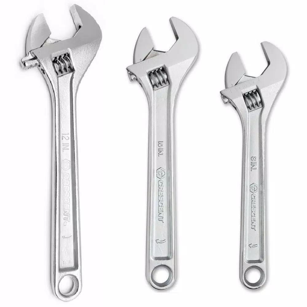 Crescent 3-Piece Adjustable Wrench Set, 8 in., 10 in., and 12 in.