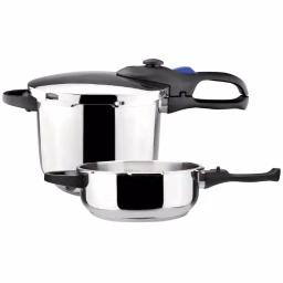 Magefesa Favorit Stainless Steel Pressure Cooker Set, 6.3 Qt. and 4.2 Qt. with Multi-Lid System thumbnail 5
