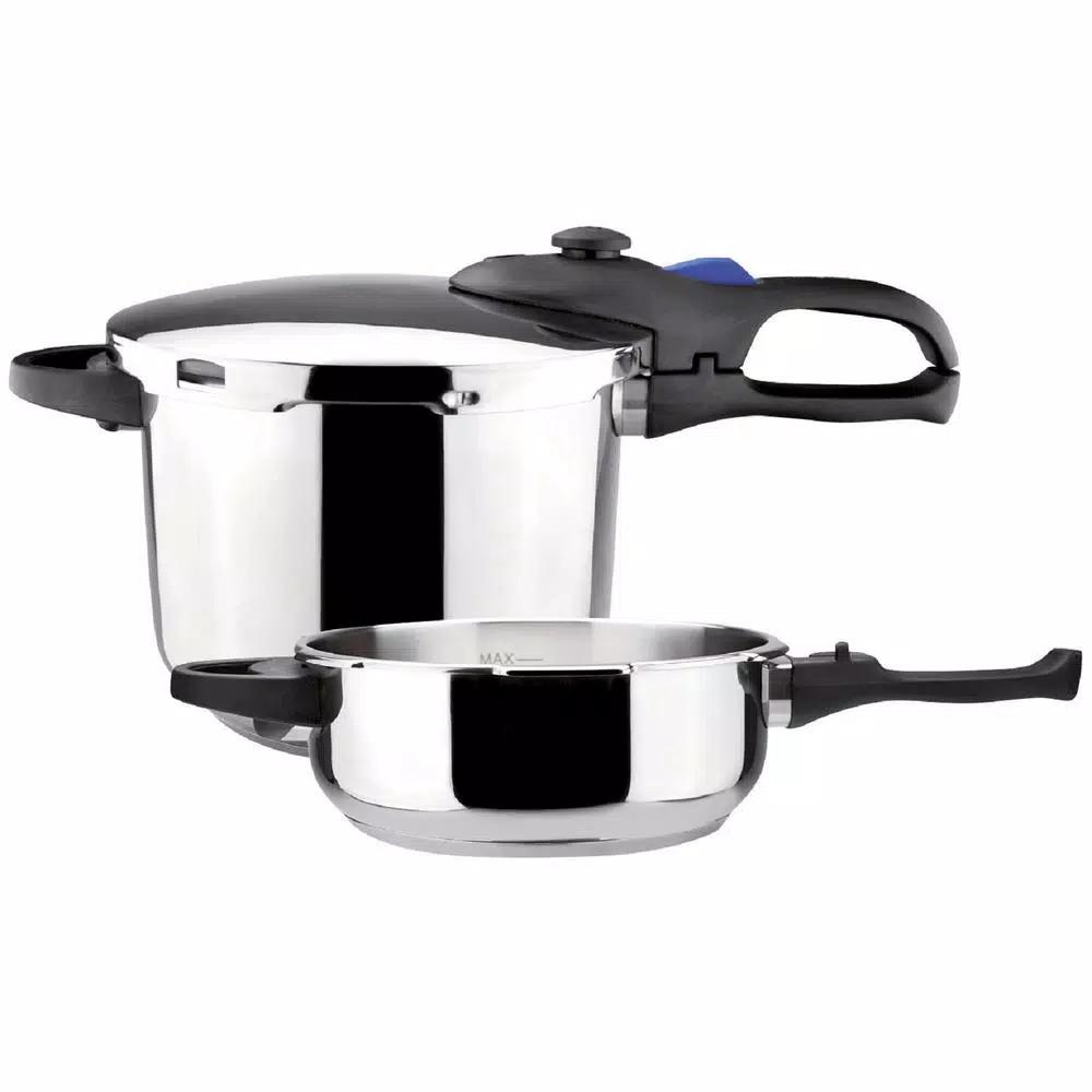 Magefesa Favorit Stainless Steel Pressure Cooker Set, 6.3 Qt. and 4.2 Qt. with Multi-Lid System