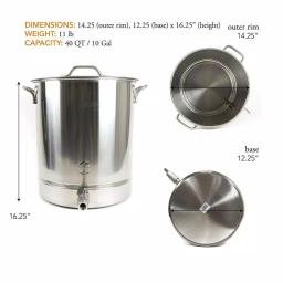 Gas One 40 Qt. Stainless Steel Brew Kettle Set with Tri-Ply Aluminum Bottom, Spigot, and Thermometer thumbnail 2