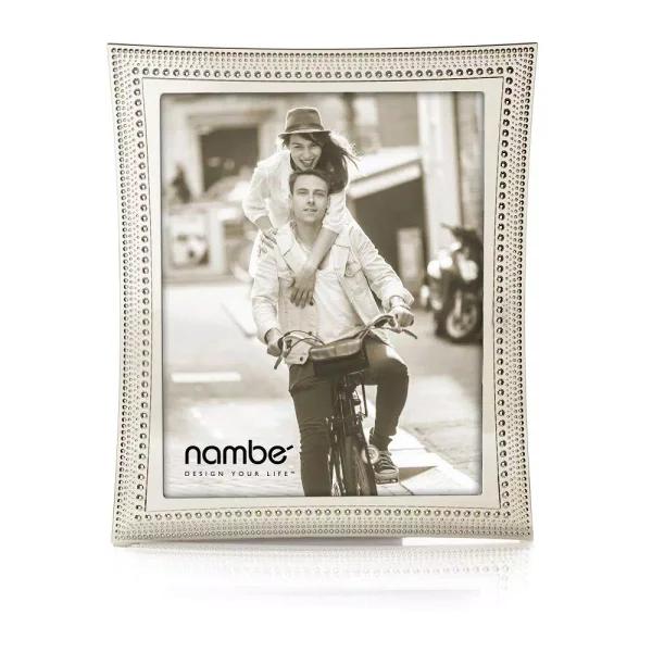Nambe Silver-Plated Beaded Metal Picture Frame, 8 x 10, Contemporary Tabletop Decor