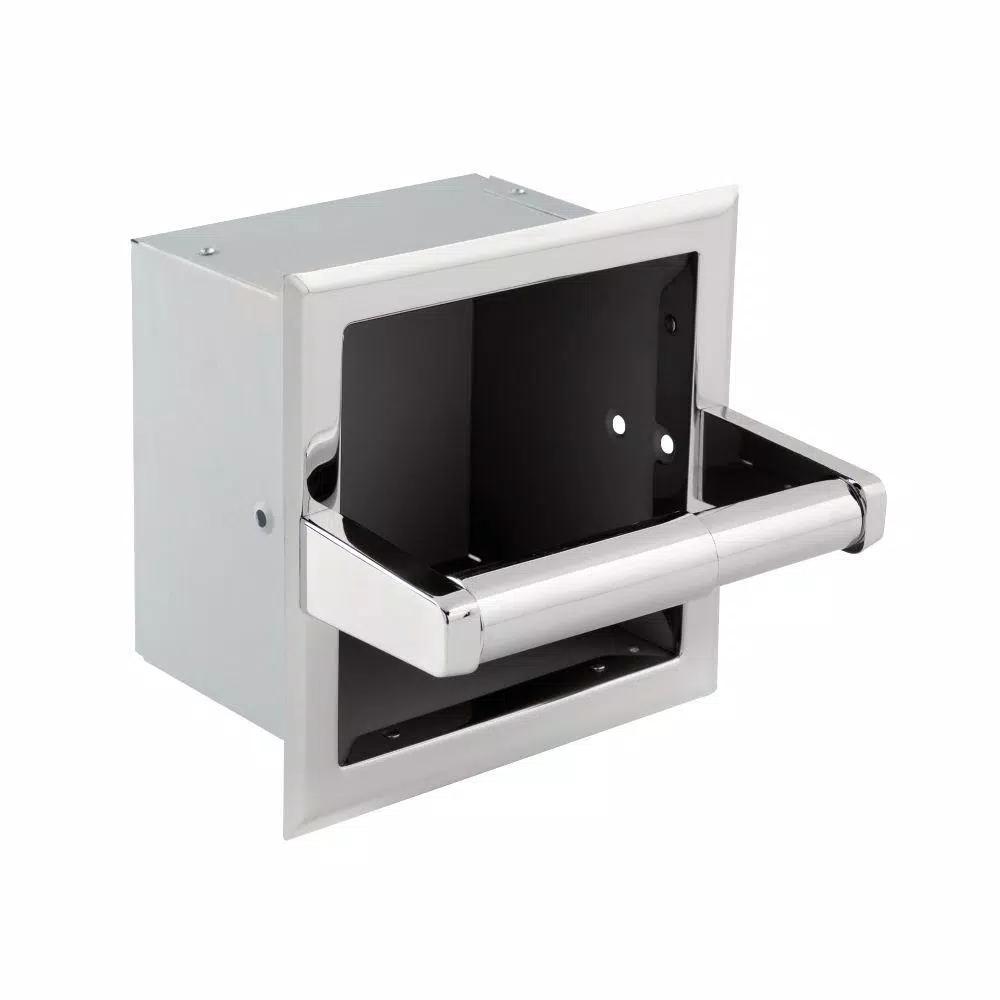 Franklin Brass Recessed Extra-Roll Toilet Paper Holder, Bright Stainless Steel