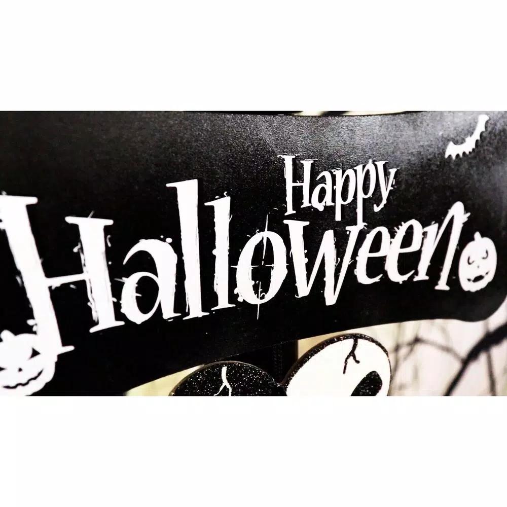 Haunted Hill Farm 71 in. Black Wicked Witch Animated Lamp Post with Spooky Music