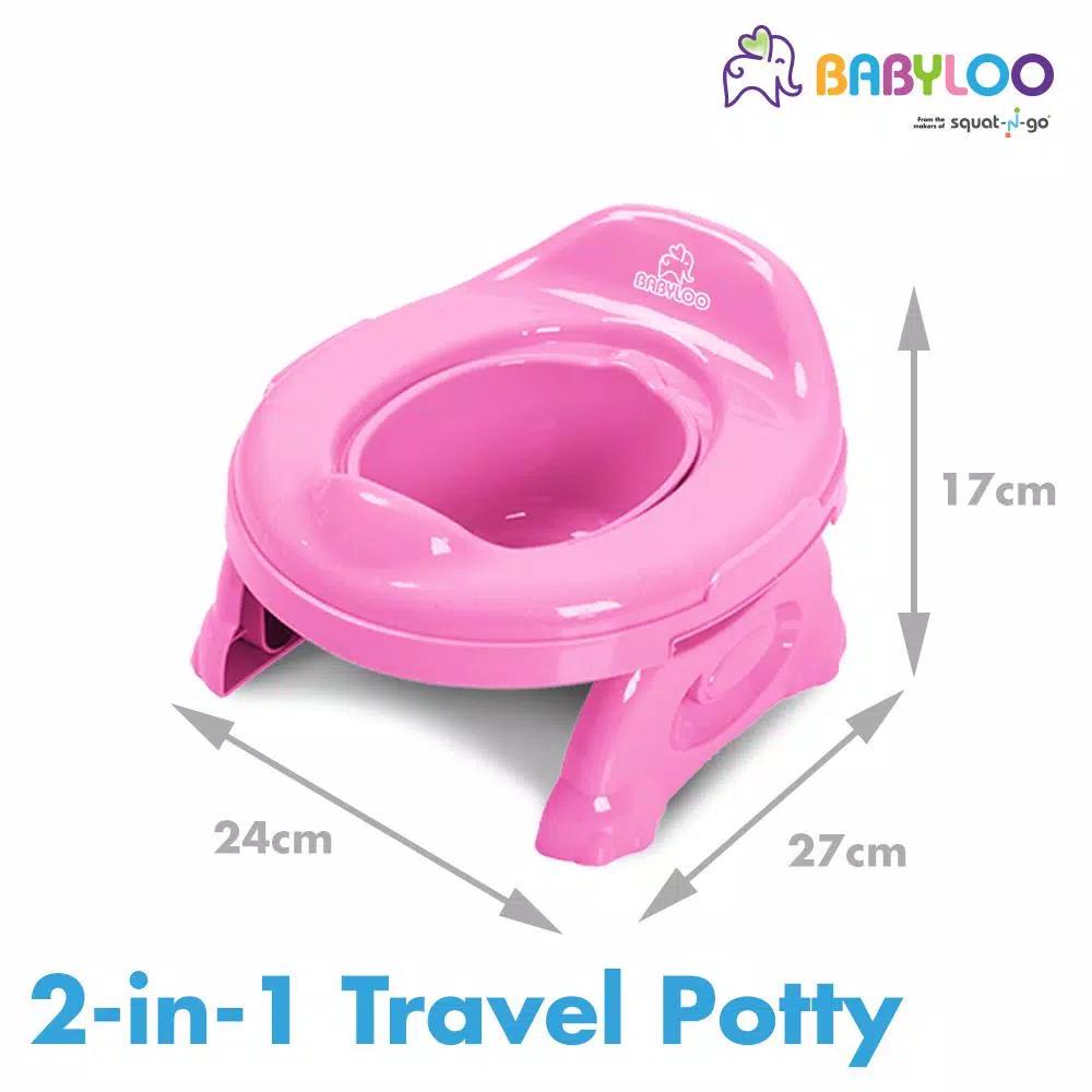 Babyloo 2-in-1 Portable Travel Potty for Toddlers with Collapsible Legs and Travel Bag - Pink