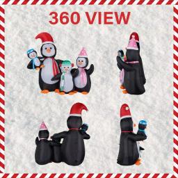 Fraser Hill Farm 10 ft. Penguin Family Christmas Inflatable with White Lights thumbnail 2