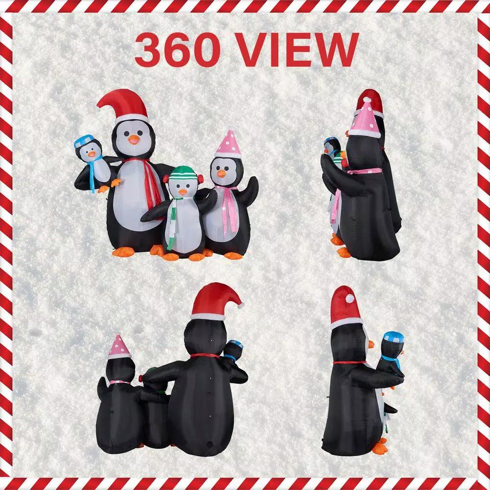 Fraser Hill Farm 10 ft. Penguin Family Christmas Inflatable with White Lights