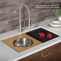 KRAUS 16.75 in. Workstation Kitchen Sink Serving Board Set with Stainless Steel Colander thumbnail 12
