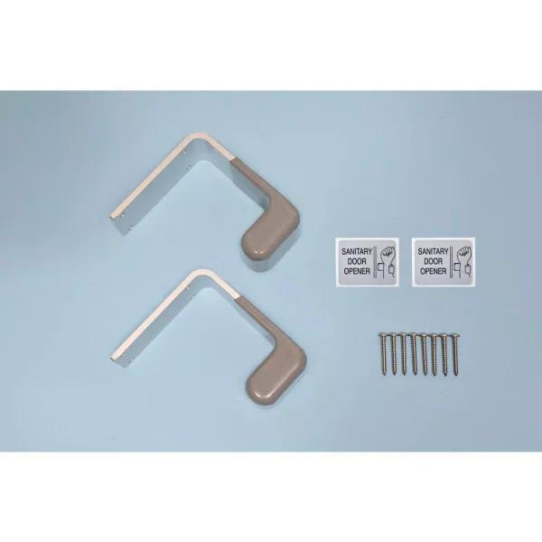 Unbranded Aluminum Satin Silver/Grey Hands-Free Sanitary Door Pulls for Restroom Exit Doors (2-Pack)