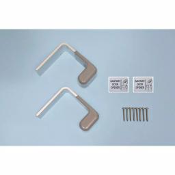 Unbranded Aluminum Satin Silver/Grey Hands-Free Sanitary Door Pulls for Restroom Exit Doors (2-Pack) thumbnail 1