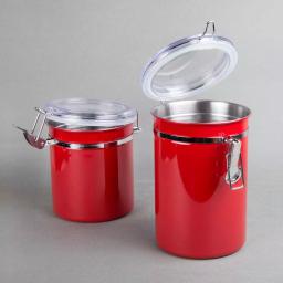 Creative Home 4-Piece Red Stainless Steel Canister Set with Airtight Locking Clamp Lids thumbnail 4