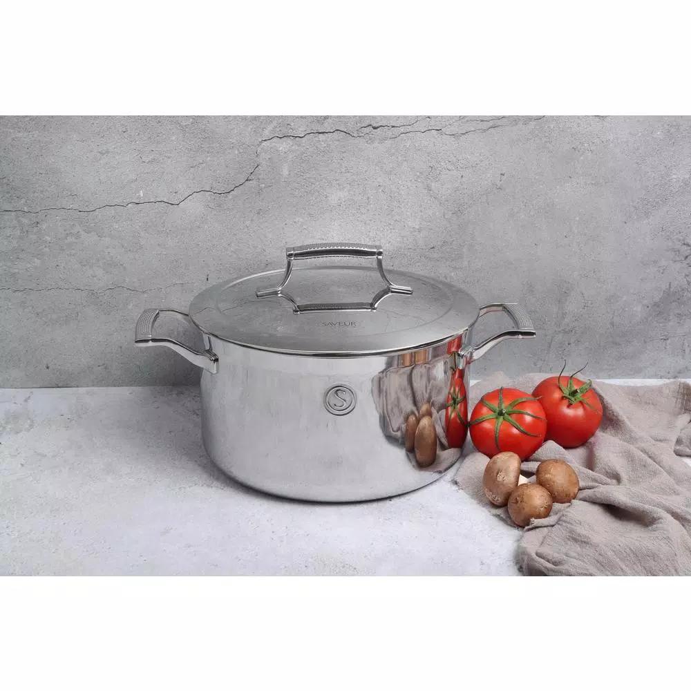 Saveur Selects Voyage 6 qt. Tri-Ply Stainless Steel Stock Pot with Lid