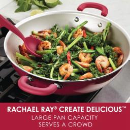 Rachael Ray Create Delicious 14.25-Inch Aluminum Nonstick Wok, Red Shimmer thumbnail 2