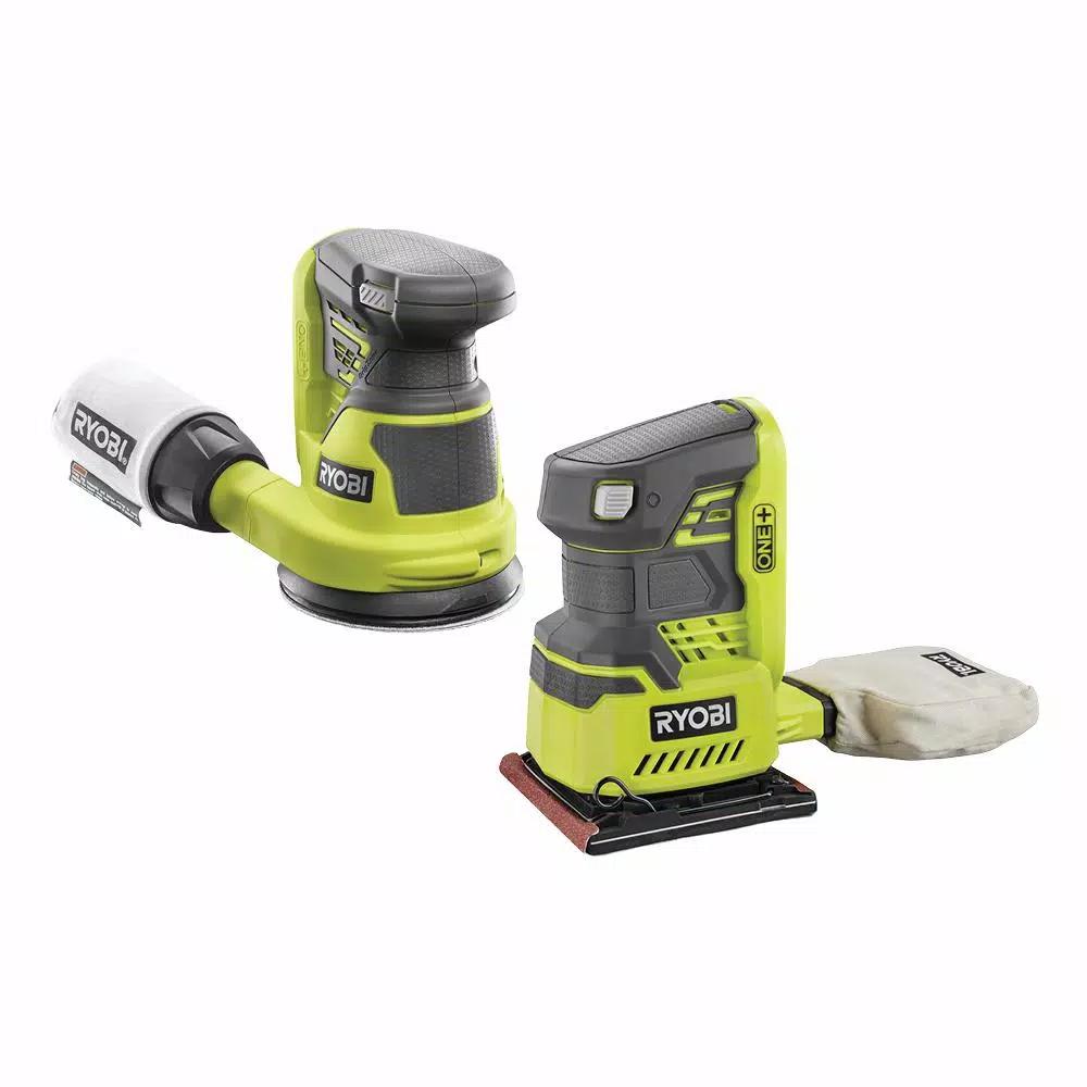 RYOBI 18V ONE+ Cordless 5 in. Random Orbit Sander and 1/4 Sheet Sander Combo Kit (Tools Only)