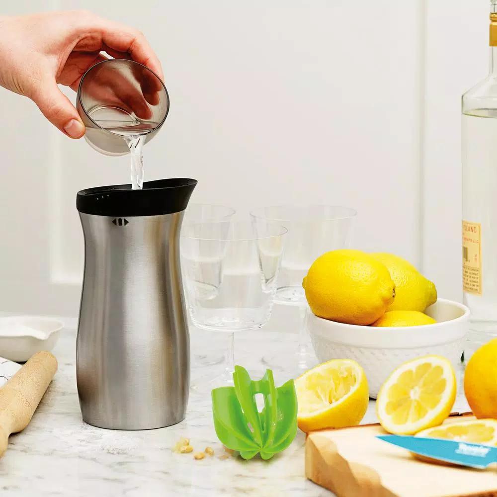 Tovolo Stainless Steel Cocktail Shaker with Built-in Reamer and Jigger Cap, 24 oz