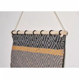 LR Home Trellis Neutral Black and Gray Geometric Fringe Wall Tapestry - Hand-Loomed Cotton Wall Hanging thumbnail 4