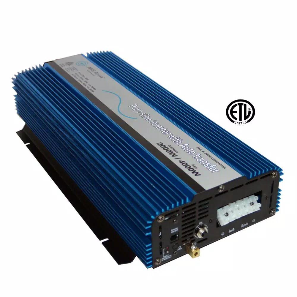 AIMS POWER 2000-Watt Pure Sine Wave Inverter with Automatic Transfer Switch, 12V DC to 120V AC, ETL Listed
