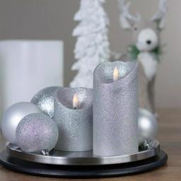 Northlight 6 in. Silver Glitter Flameless Battery Operated Christmas Decor Candle thumbnail 2