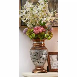 ORE International Langi Bronze Polyresin Ornate Filigree Decorative Table Vase thumbnail 1